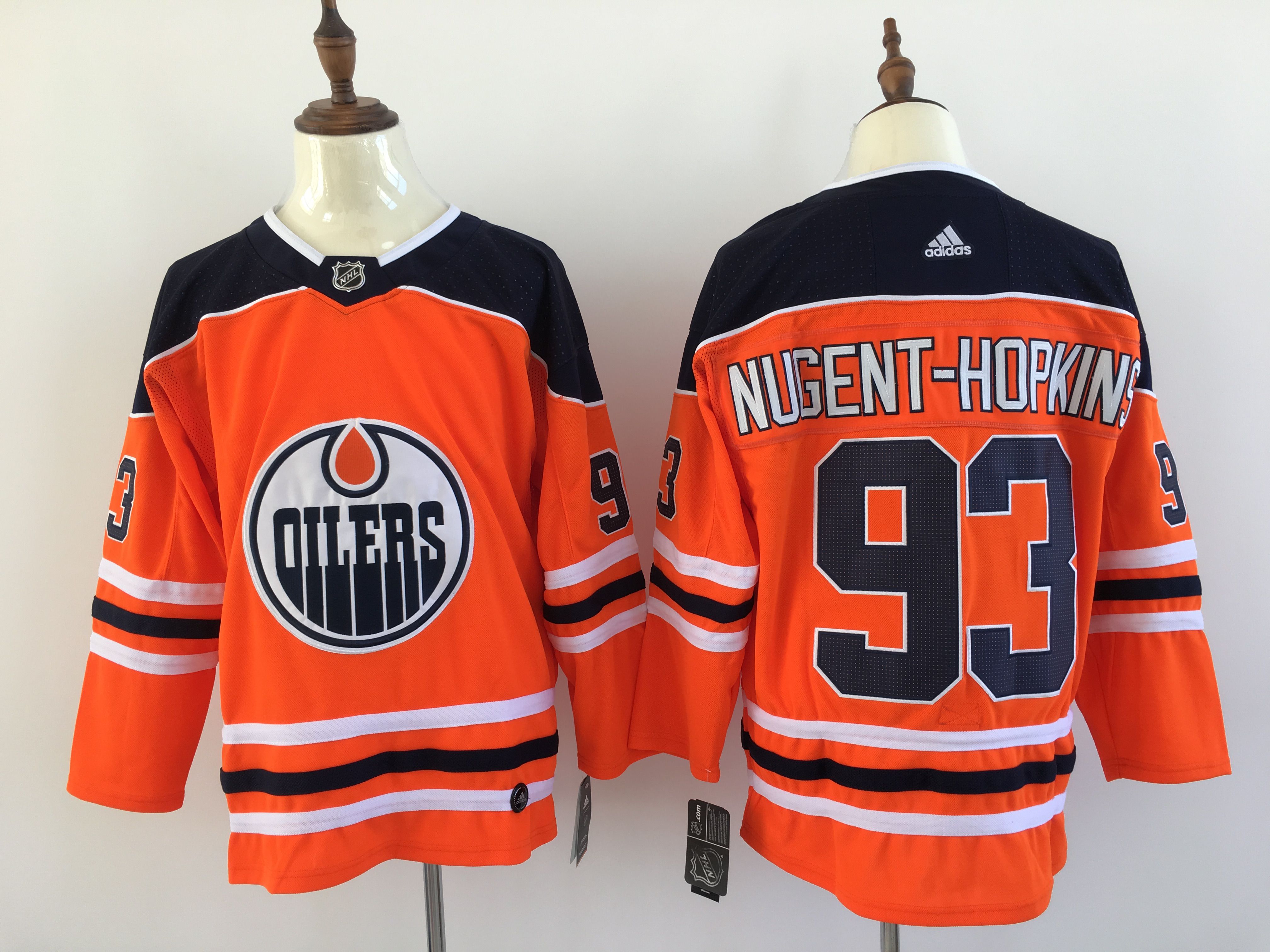 Men Edmonton Oilers #93 Nugent-hopkins Orange Hockey Stitched Adidas NHL Jerseys